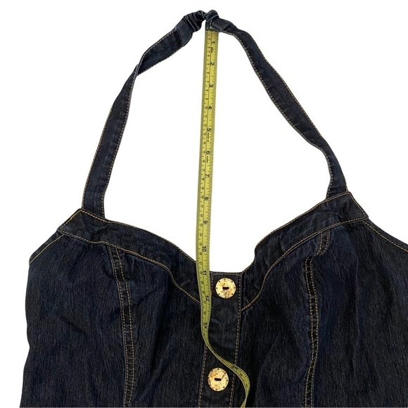 Bisou Bisou Dark Wash Denim Romper Halter Neck Sz 14 Junior - Picture 6 of 9